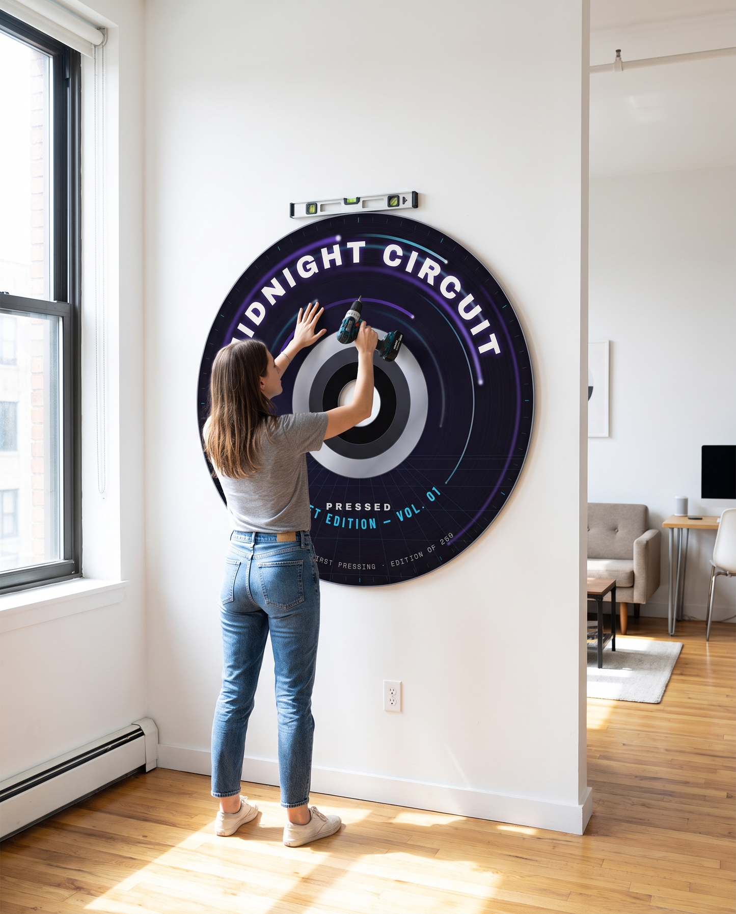 Scale reference: the 1 meter disc next to a person